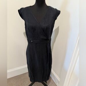 NWT J. Crew Women’s Black Linen Blend Midi Wrap/Sheath Dress Sz 8